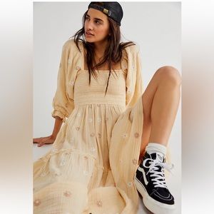 Free people dahlia embroidered maxi dress